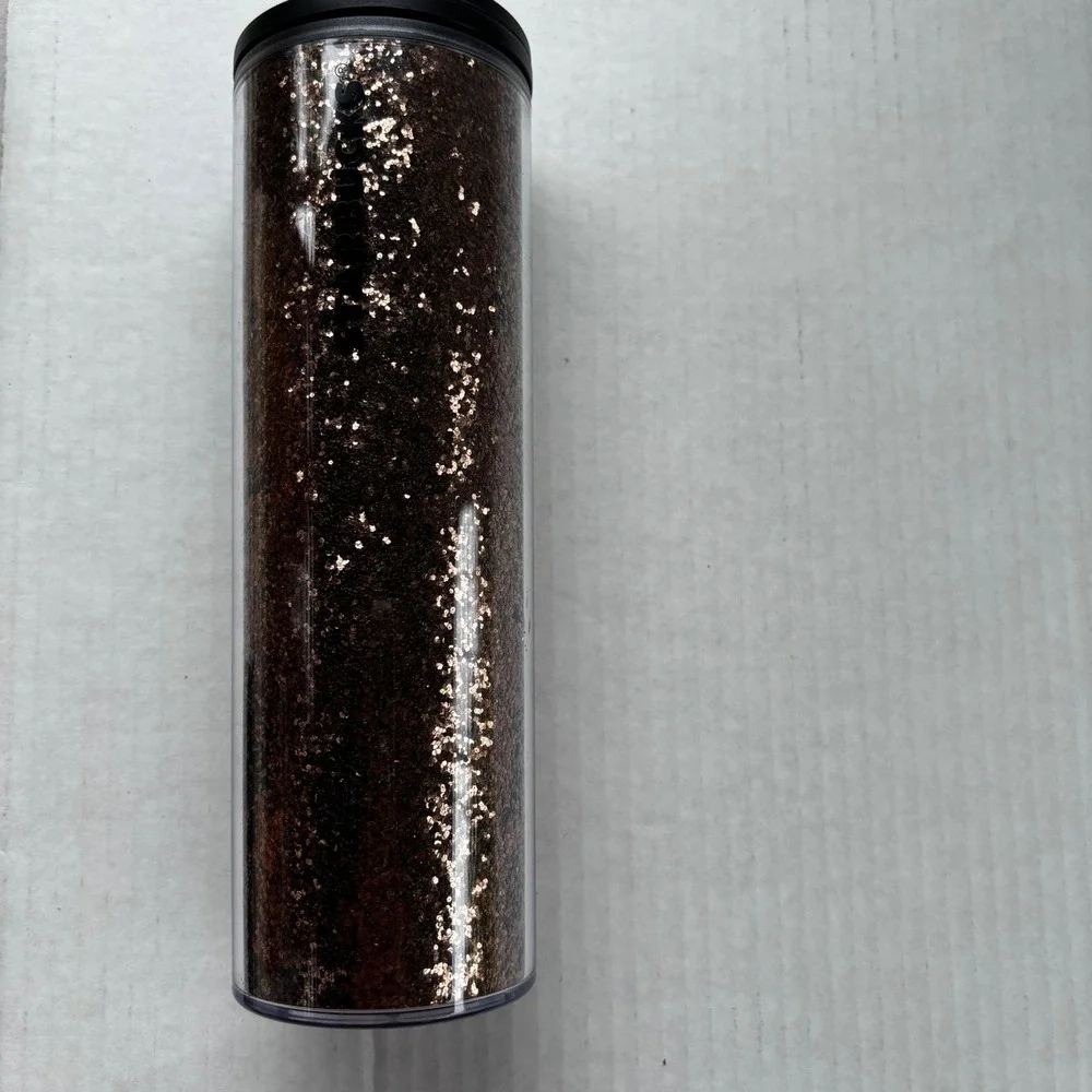 Starbucks Bronze Copper Glitter Acrylic Tumbler 16oz Travel Cold Cup New‎